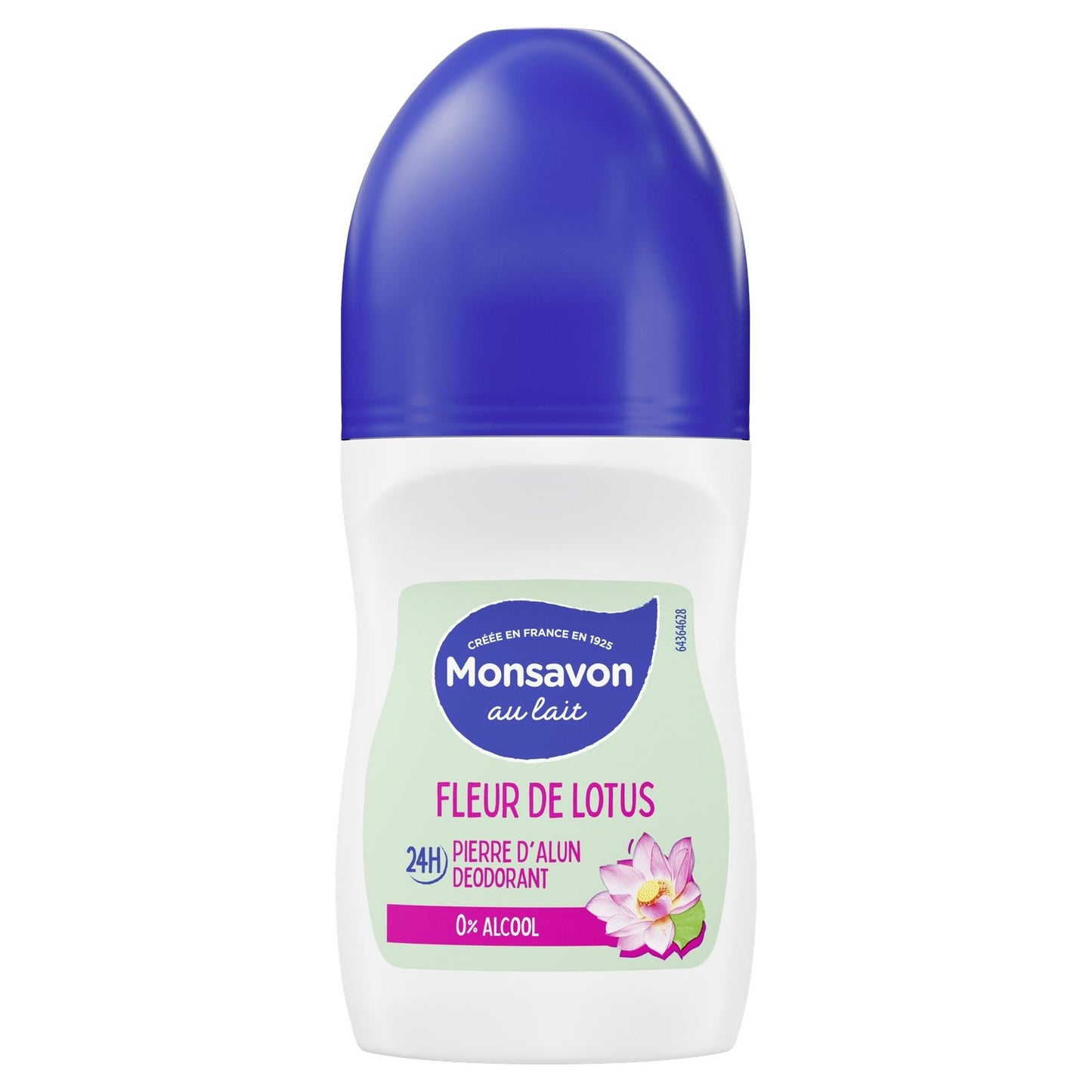 Déodorant Bille 0% Alcool 24h Pierre d'Alun Fleur de Lotus MONSAVON le roll-on de 50mL