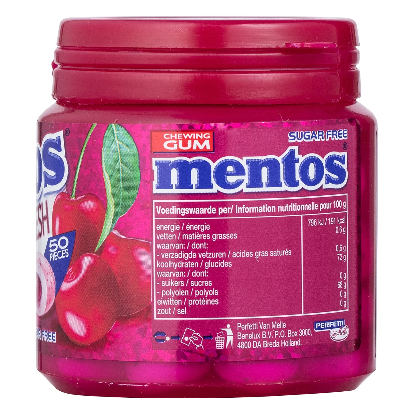 Pure Fresh Cherry Chewing Gum Without Sugar MENTOS