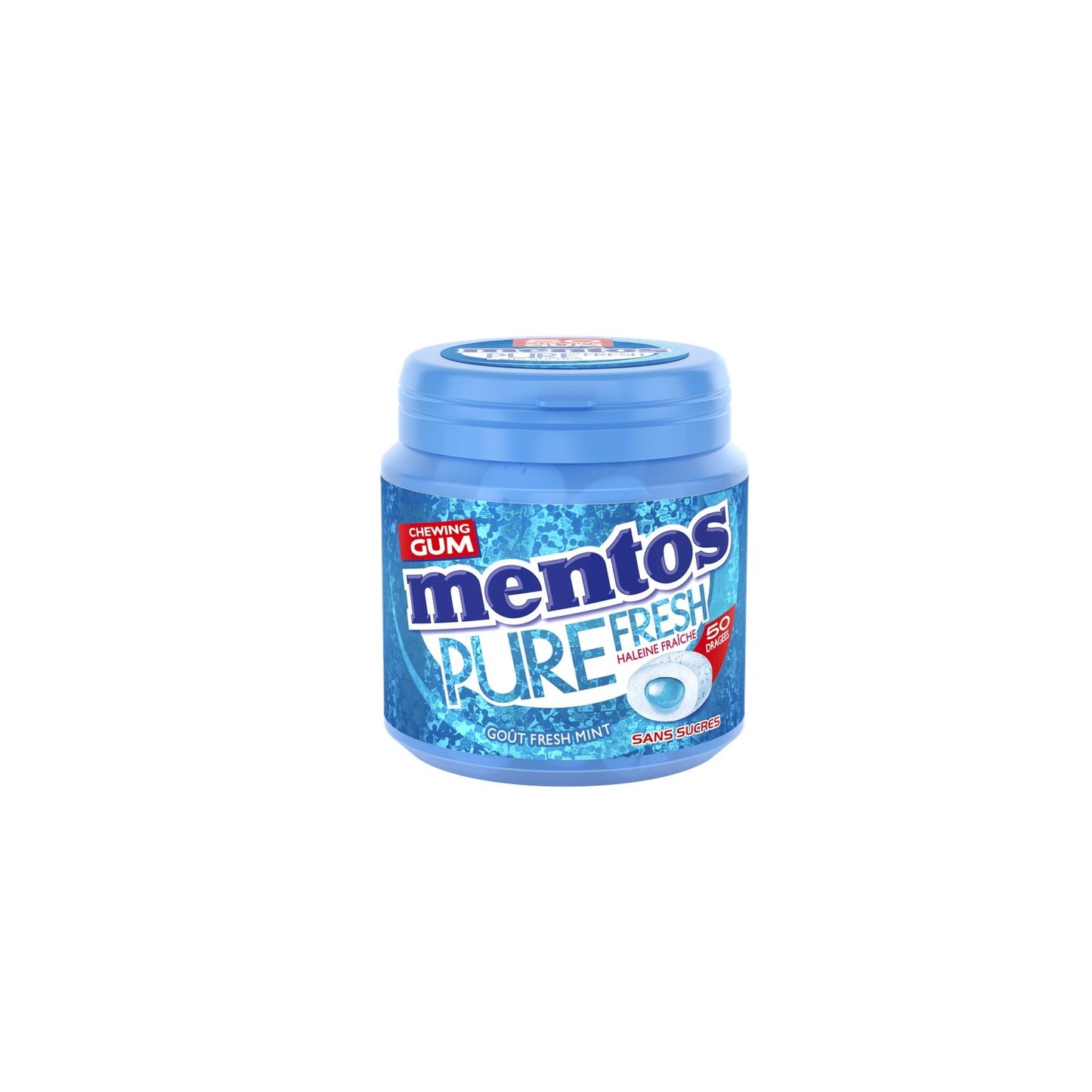 Chewing-Gum Pure Fresh Mint Sans Sucres MENTOS la boite de 50 dragées - 100 g
