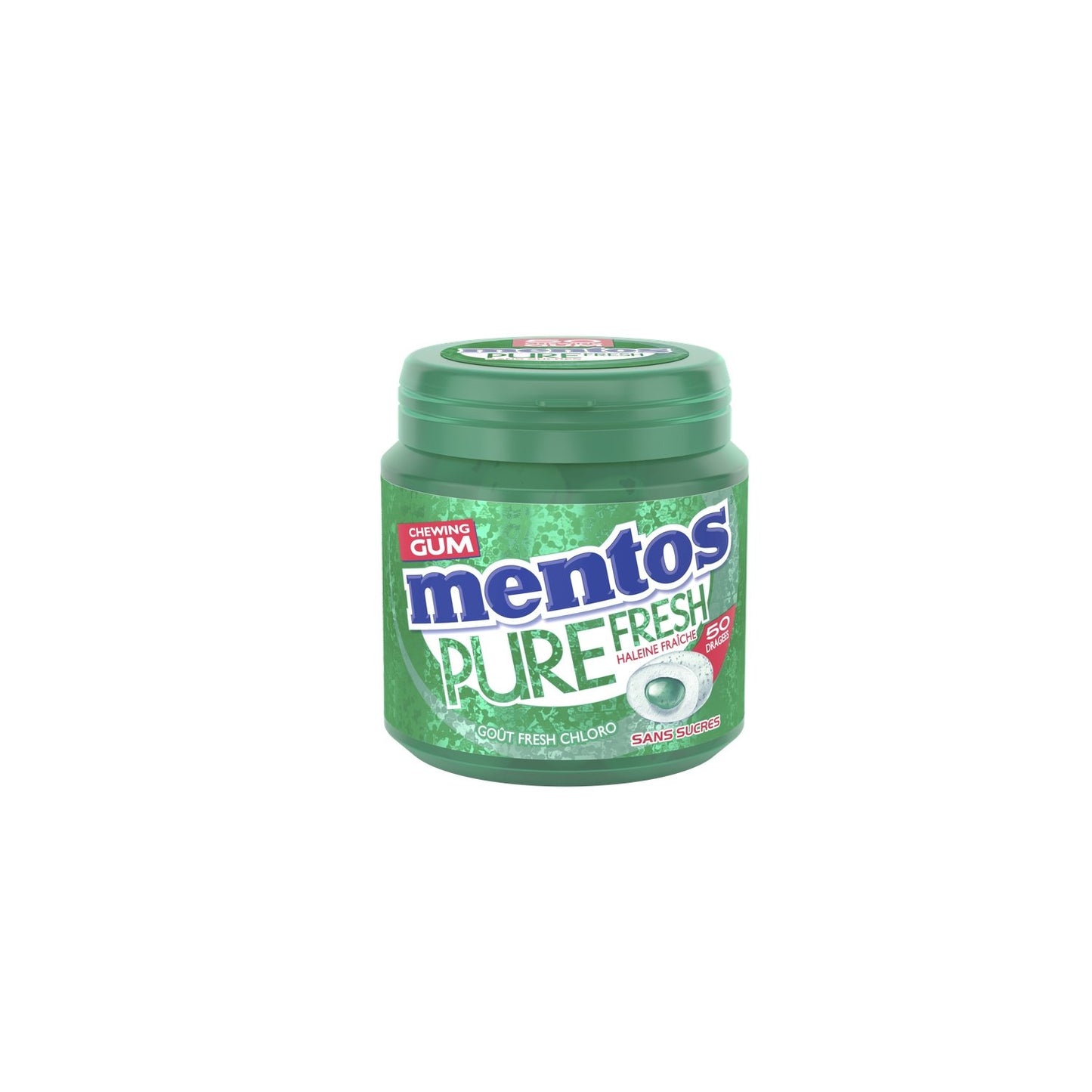 Chewing-Gum Pure Fresh Chloro Sans Sucres MENTOS la boite de 50 dragées - 100 g