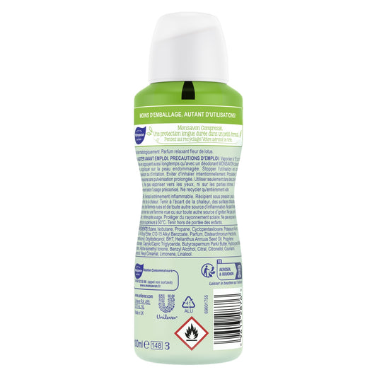 Déodorant Spray Compressé Anti-Transpirant Fleur de Lotus MONSAVON