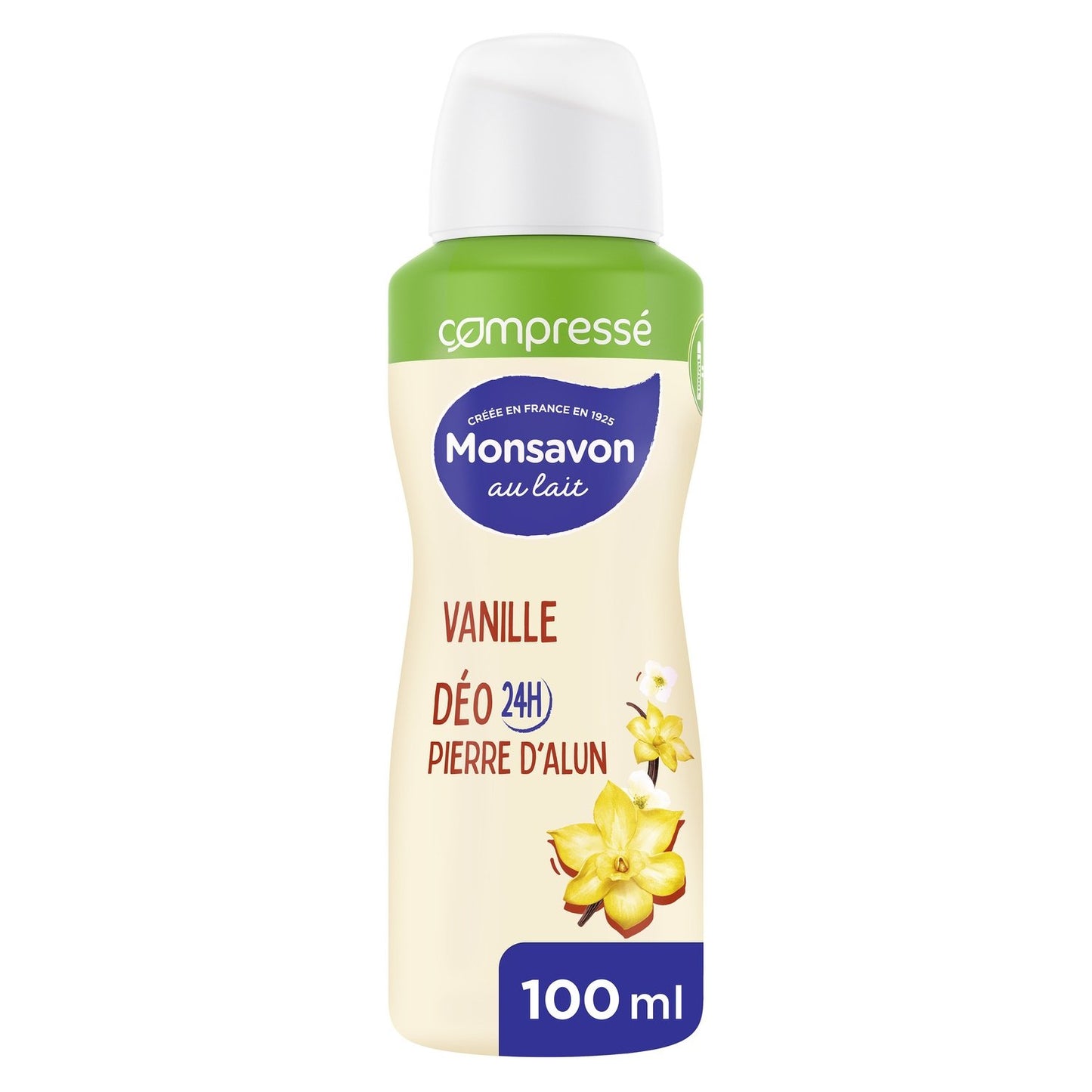 Déodorant Spray Compressé Anti-Transpirant Pierre d'Alun Vanille MONSAVON le spray