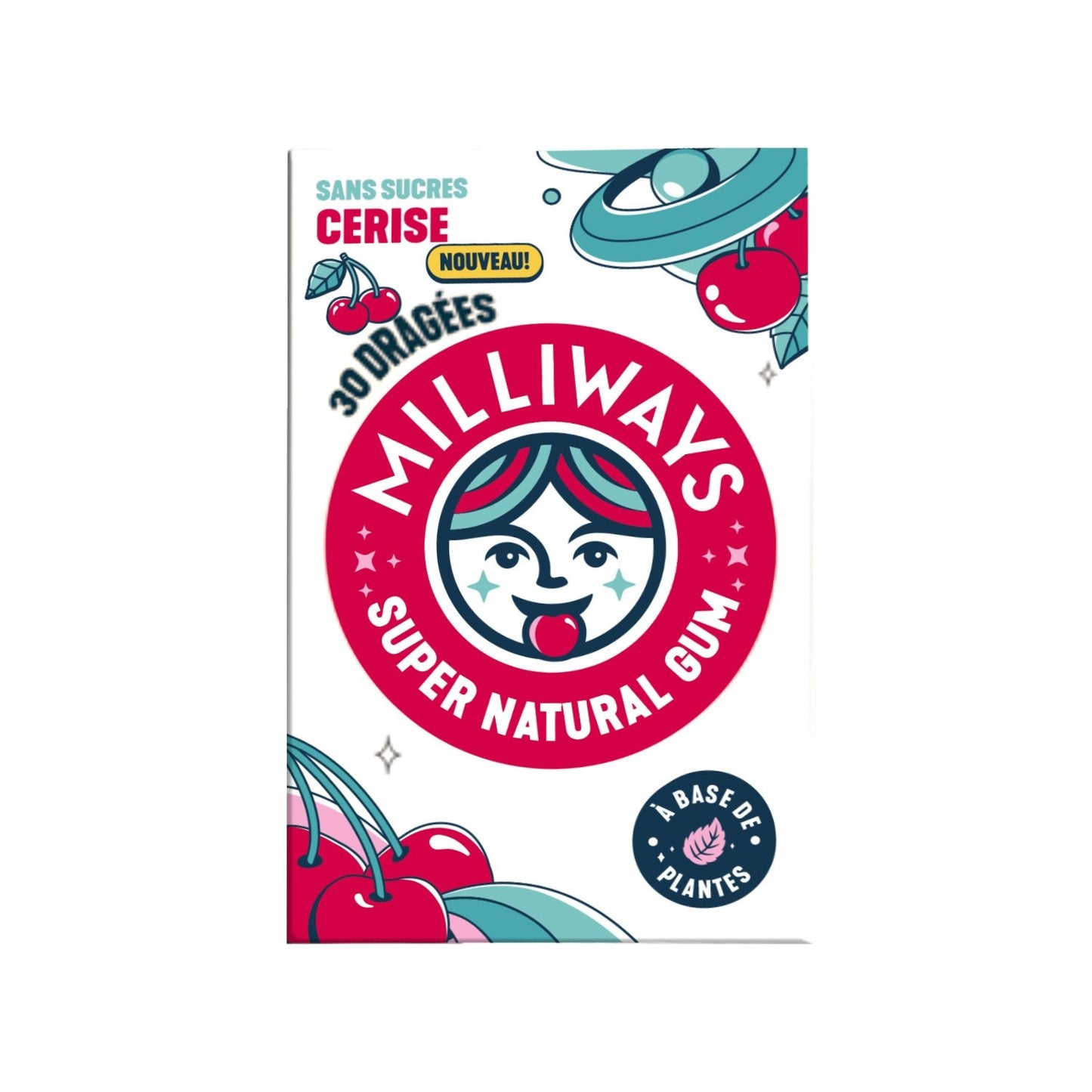 Chewing Gum Cerise Sans Sucre MILLIWAYS la boite de 30 dragées