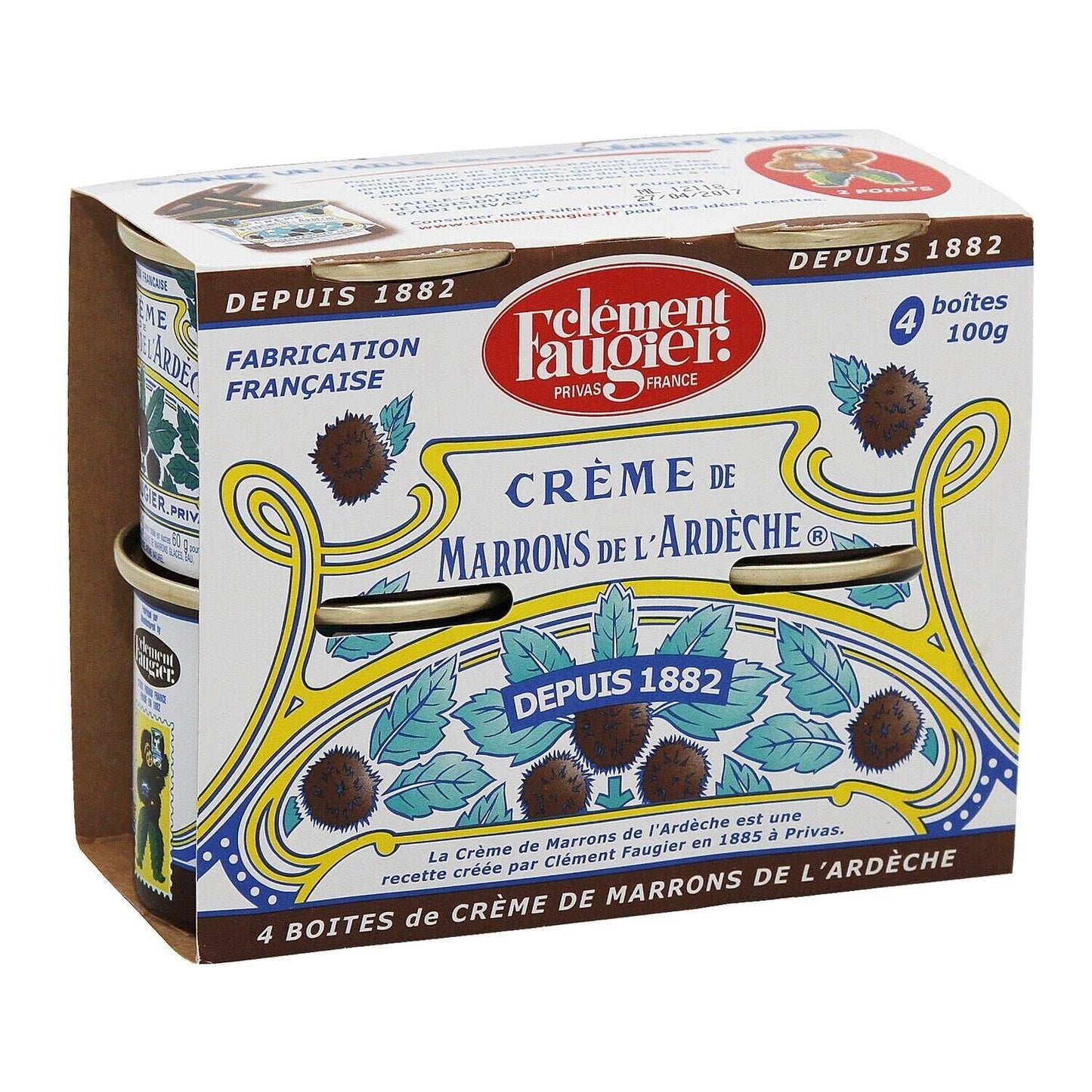 Crème de Marrons CLEMENT FAUGIER les 4 boites de 100 g