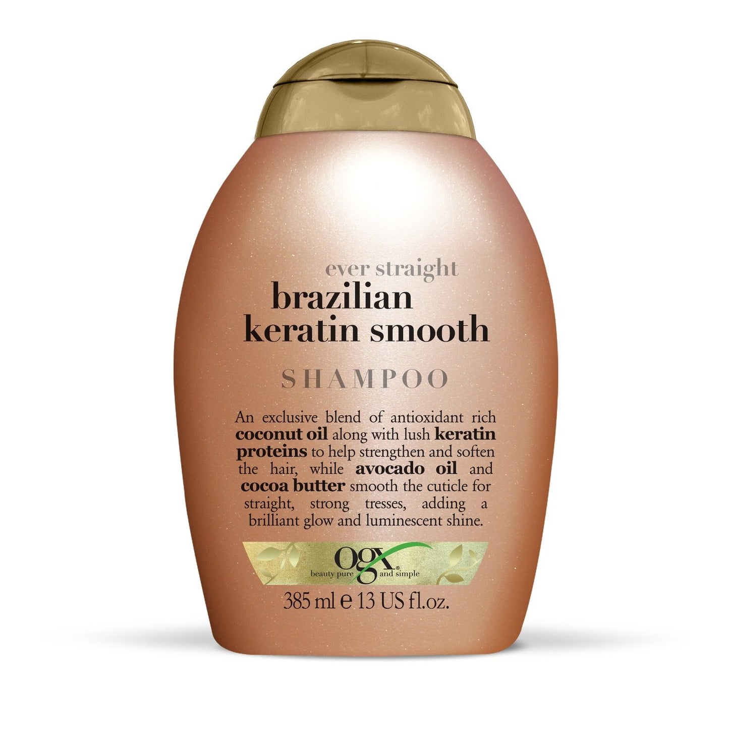 Shampoing Lissant Kératine Huile de Coco Avocat et Beurre de Cacao OGX le flacon de 385 ml