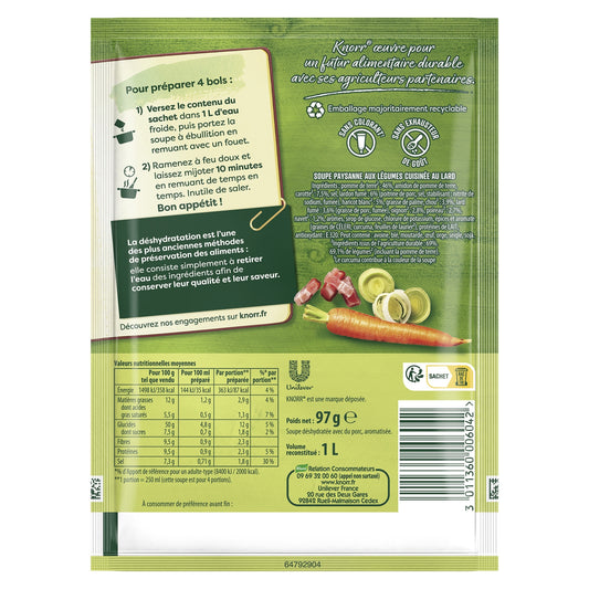 Soupe Déshydratée Paysanne Légumes/lard KNORR