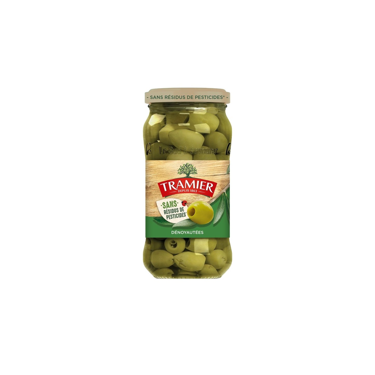 Olives Vertes Dénoyautées Sans Résidus Pesticides TRAMIER le bocal de 260g