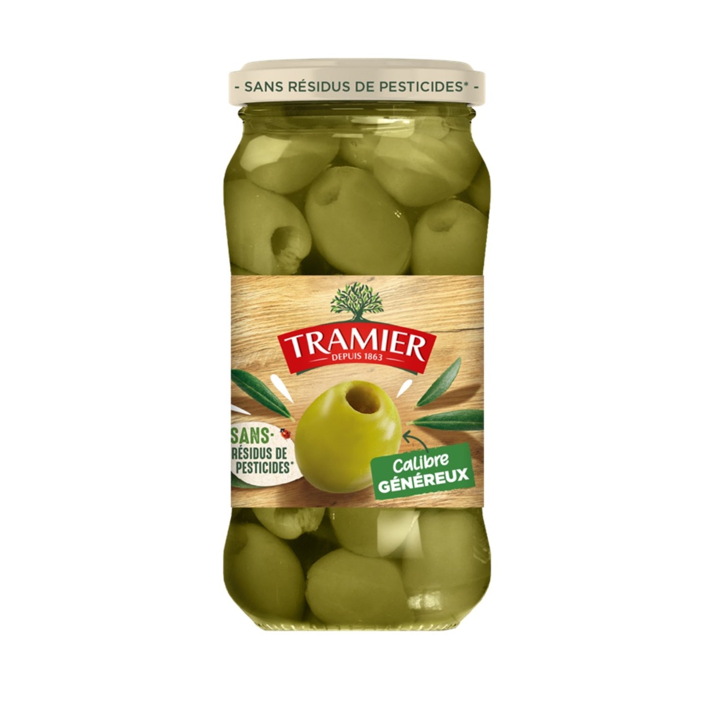 Olives Vertes Dénoyautées TRAMIER le pot de 160g