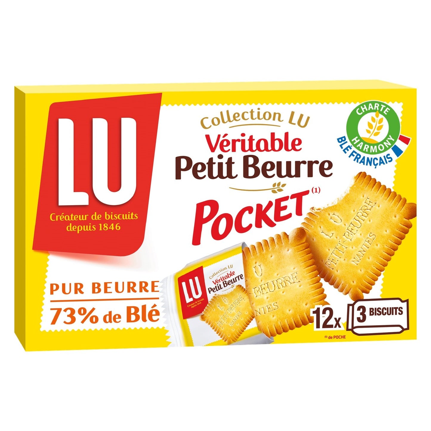 Biscuits Véritable Petit Beurre Pocket LU La boîte de 12 sachets - 300 g