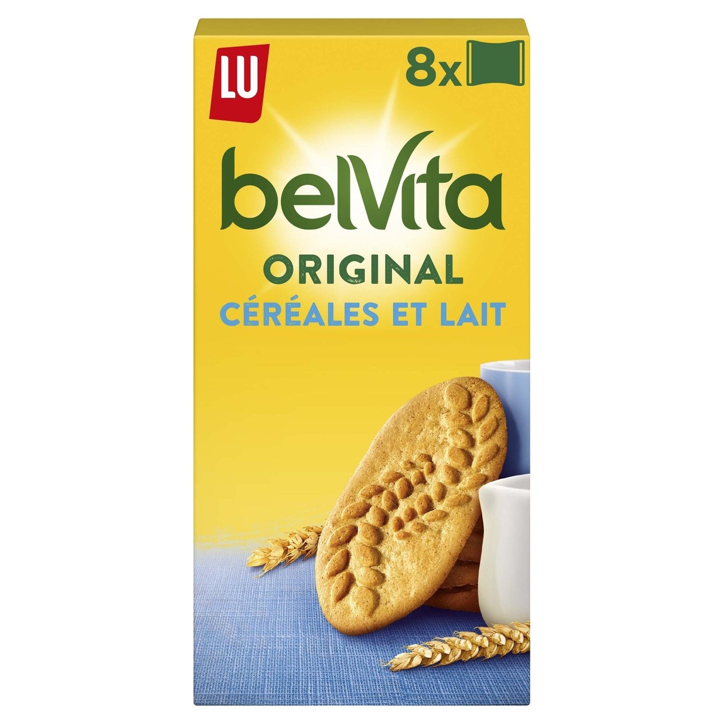 Biscuits Petit Déjeuner Céréales et Lait Belvita LU La boîte de 8 sachets - 400 g
