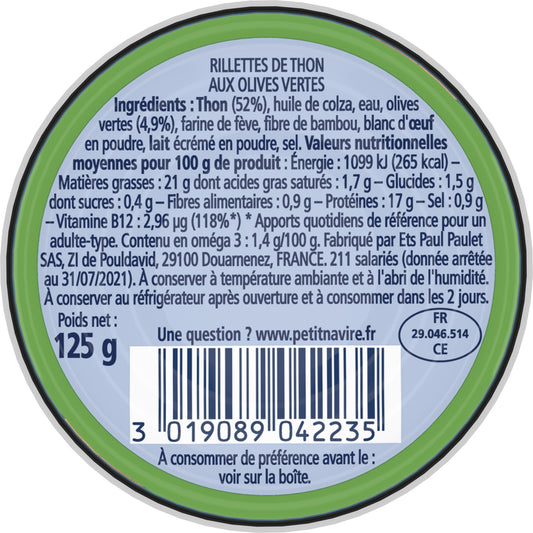 Thunfisch-Rillette mit Oliven, kleines Gefäß