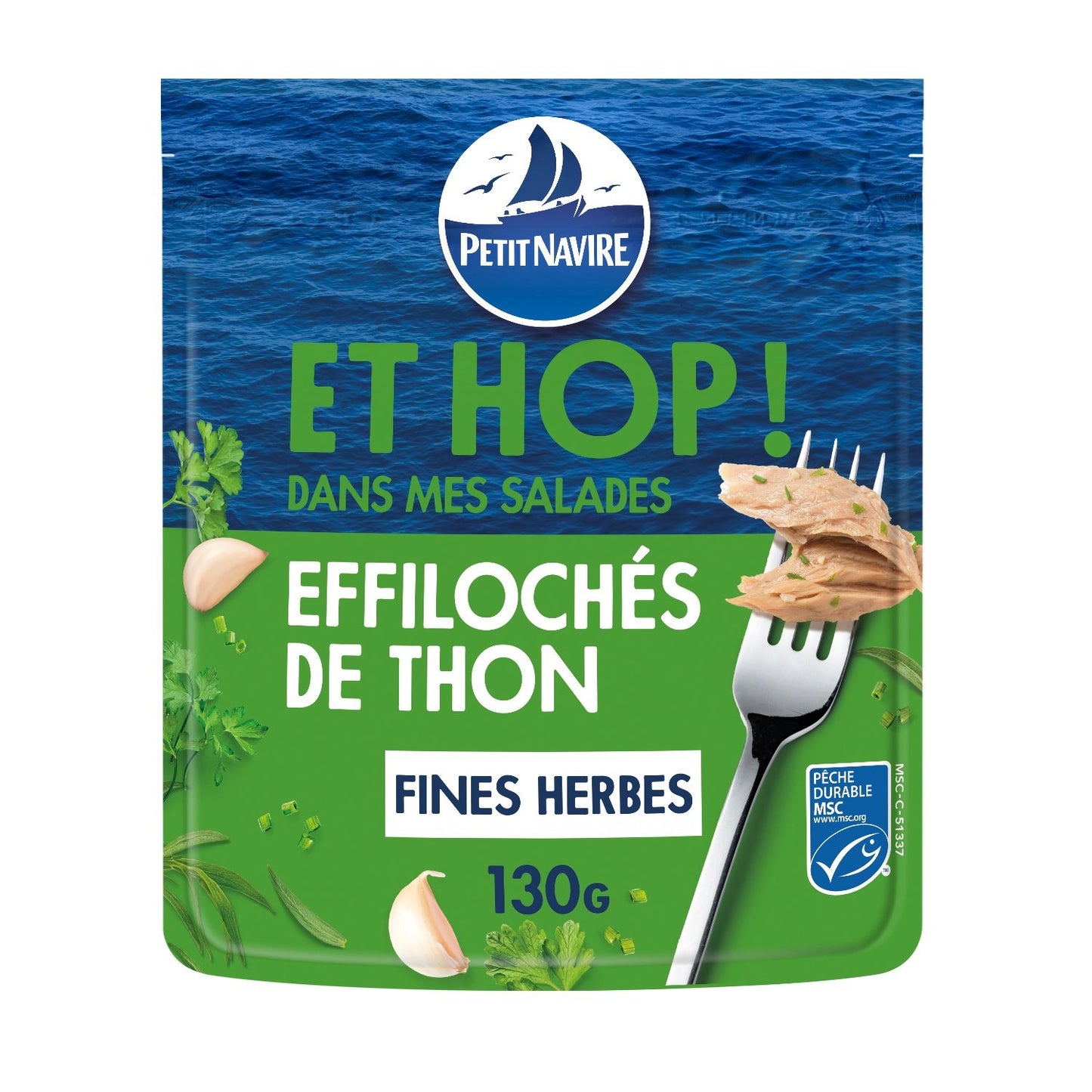 Effilochés de Thon Fines Herbes PETIT NAVIRE la boite de 130g