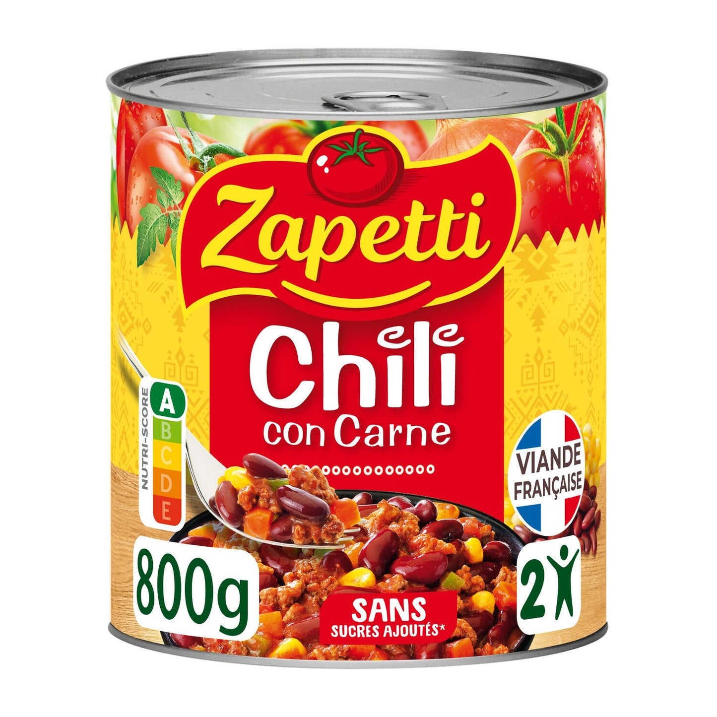 Plat Familial Chili Con Carne Bœuf ZAPETTI la boîte de 800g