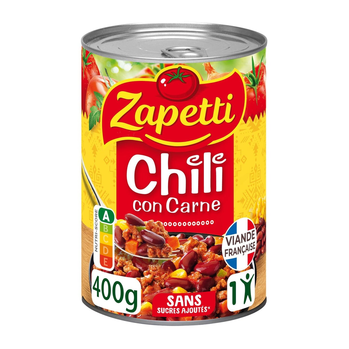 Plat Individuel Chili Con Carne Bœuf ZAPETTI la boîte de 400g
