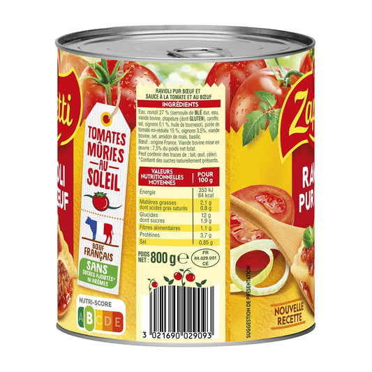 Zapetti Pure Beef Ravioli Family Dish
