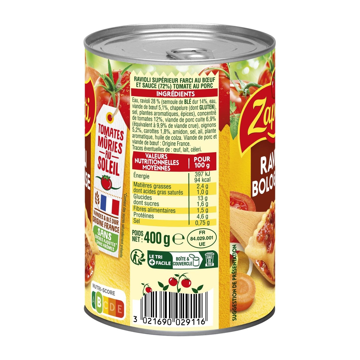 Einzelgericht Ravioli Bolognese mit Rindfleisch ZAPETTI