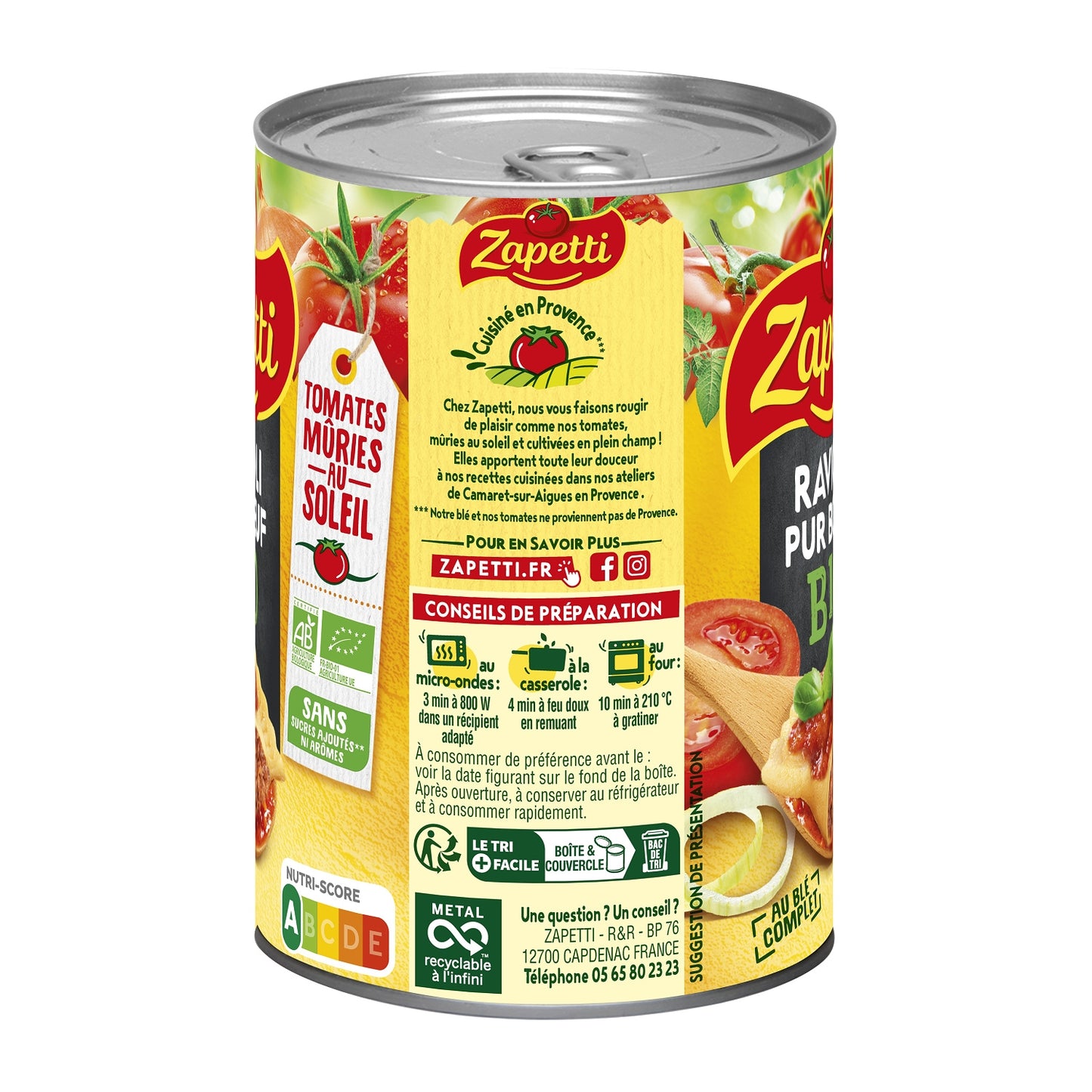 ZAPETTI Organic Pure Beef Ravioli Ready Meal