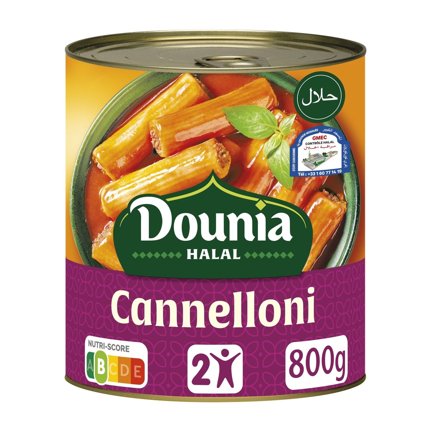 Plat Cuisiné Cannelloni à la Sauce Tomate HALAL DOUNIA la boite de 800g