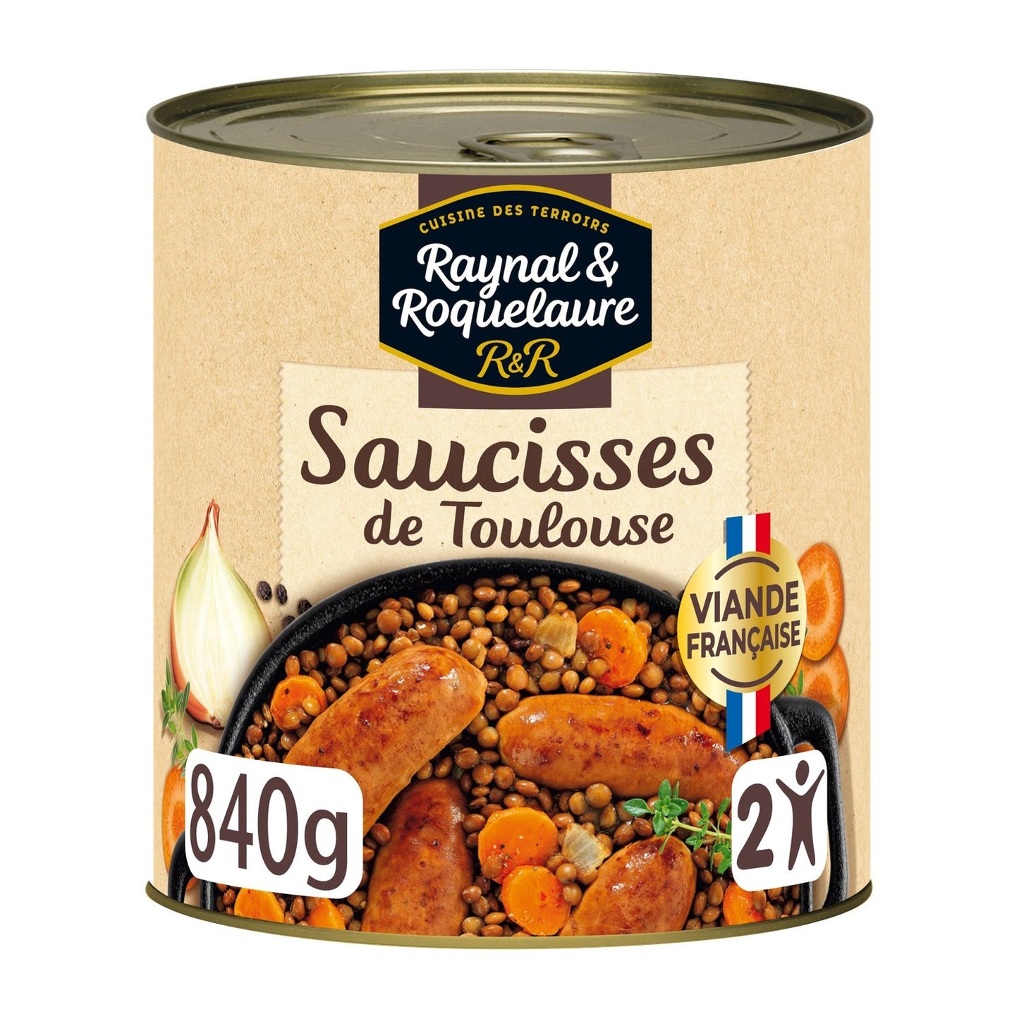 Plat Familial Saucisses de Toulouse RAYNAL ET ROQUELAURE la boite de 840g