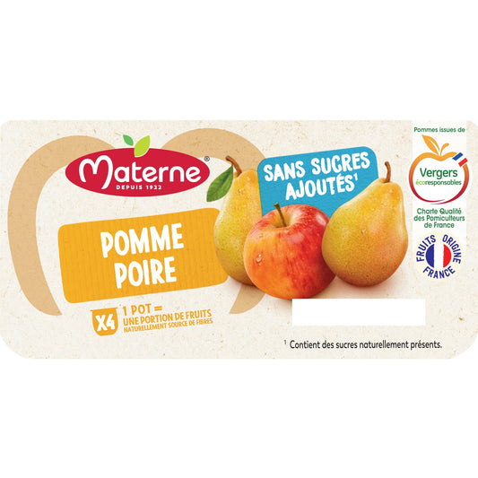 Compotes Pomme Poire Sans Sucres Ajoutés MATERNE
