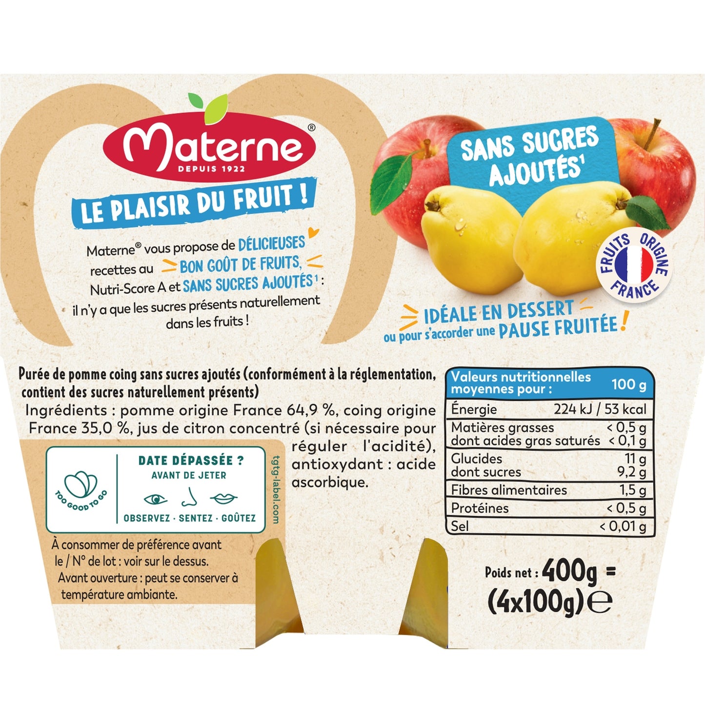 MATERNE Apple Quince Compotes with No Added Sugar