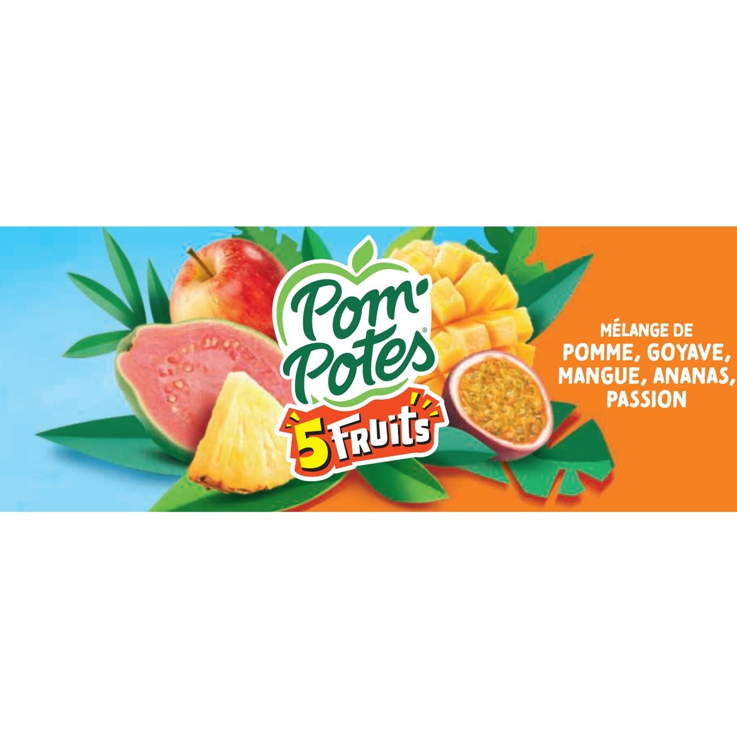 Compotes 5 Fruits Pomme Goyave Mangue Ananas Passion Sans Sucres Ajoutés POM'POTES