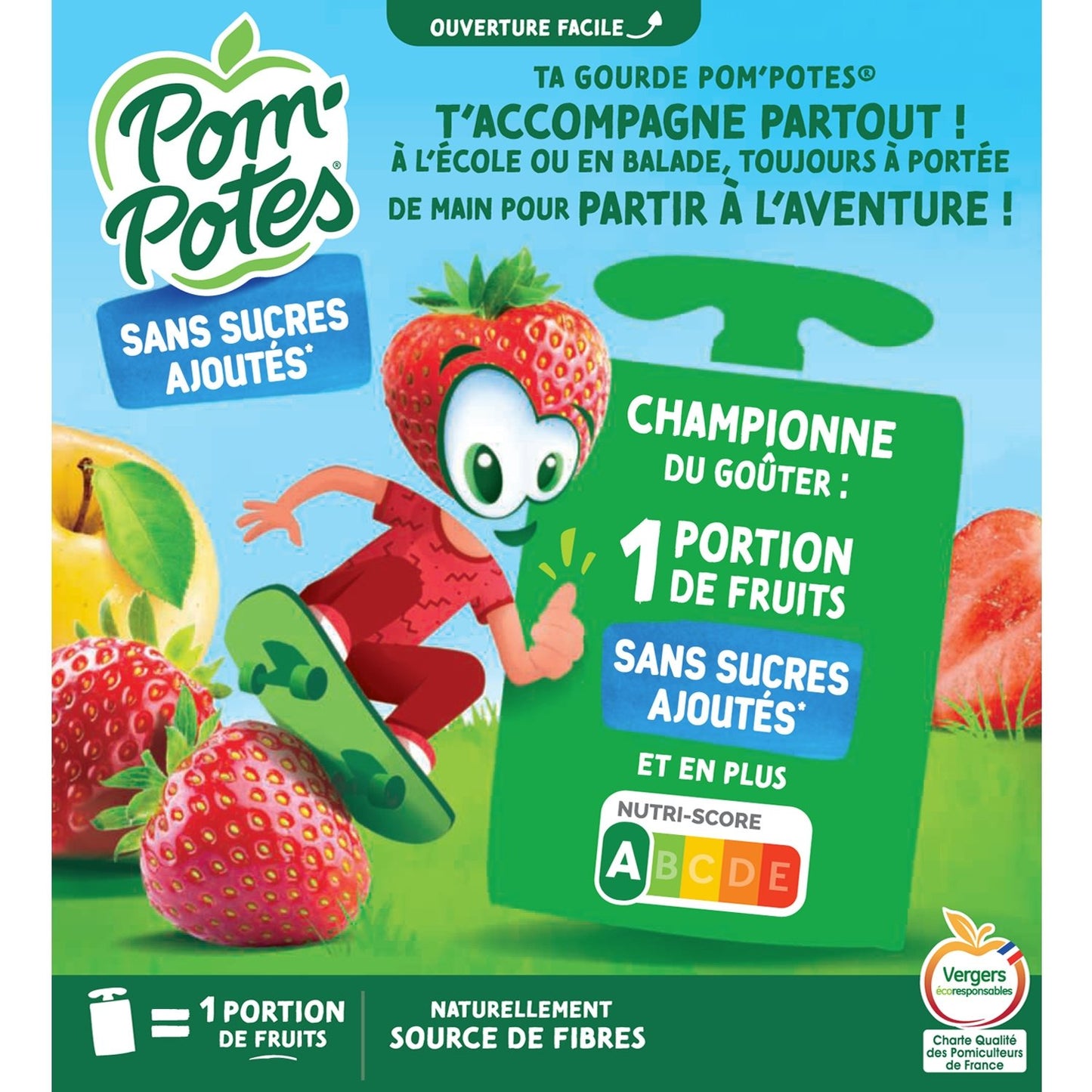 Compote de Pomme Fraise Sans Sucre Ajouté POM'POTES