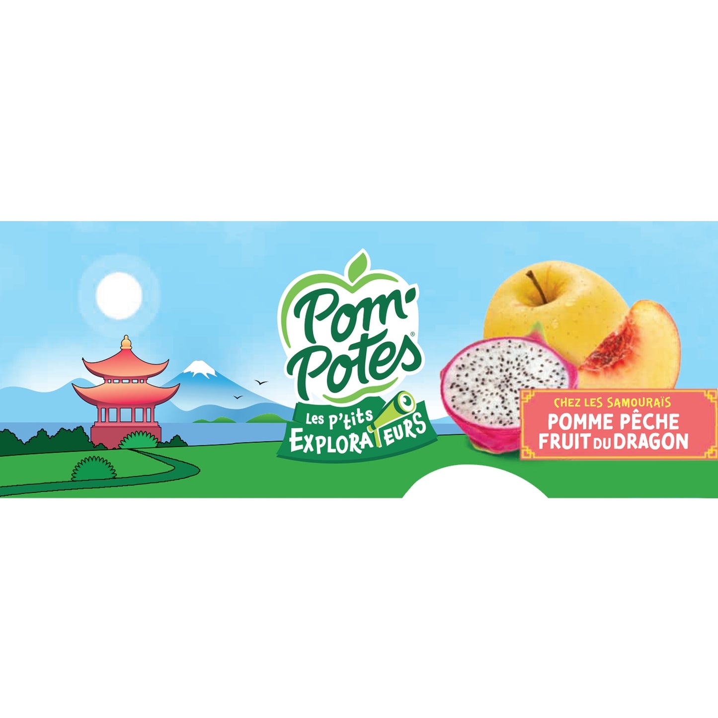 Compotes for the Little Explorers at the Samurai Apple Peach Dragon Fruit No Added Sugar POM'POTES