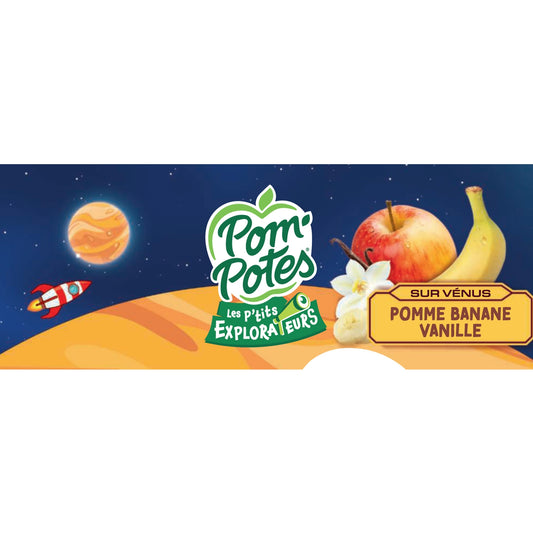 Compotes les P'tits Explorateurs sur Vénus Pomme Banane Vanille Sans Sucres Ajoutés POM'POTES