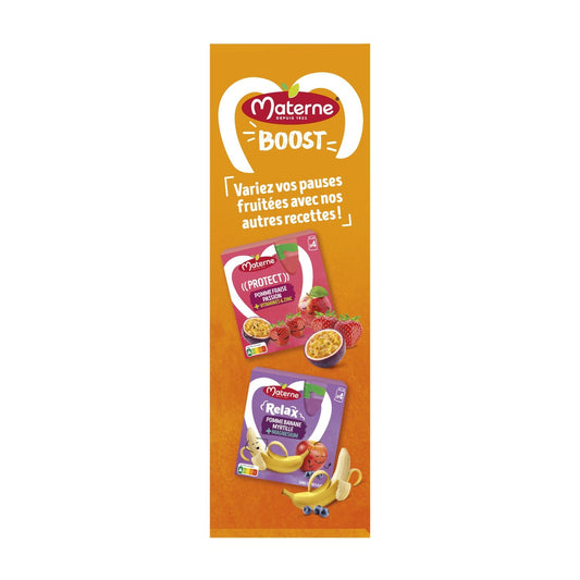 Compotes Boost Pomme Mangue Orange + Vitamines Sans Sucres Ajoutés MATERNE