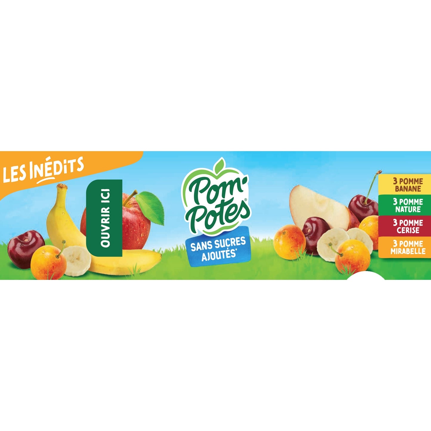 POM'POTES' Neue Apfel-, Mirabellen-, Kirsch- und Bananenkompotte ohne Zuckerzusatz