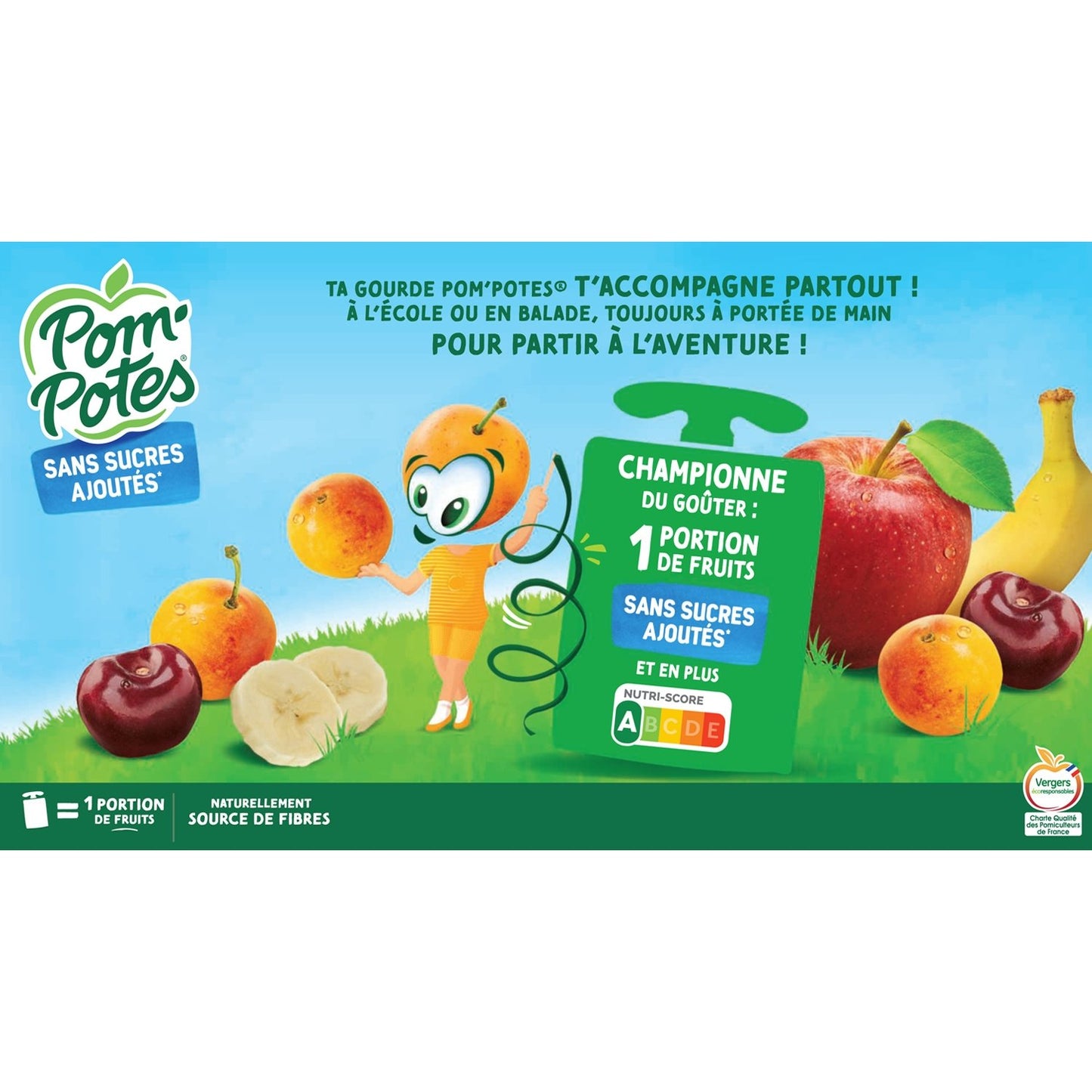 POM'POTES' Neue Apfel-, Mirabellen-, Kirsch- und Bananenkompotte ohne Zuckerzusatz