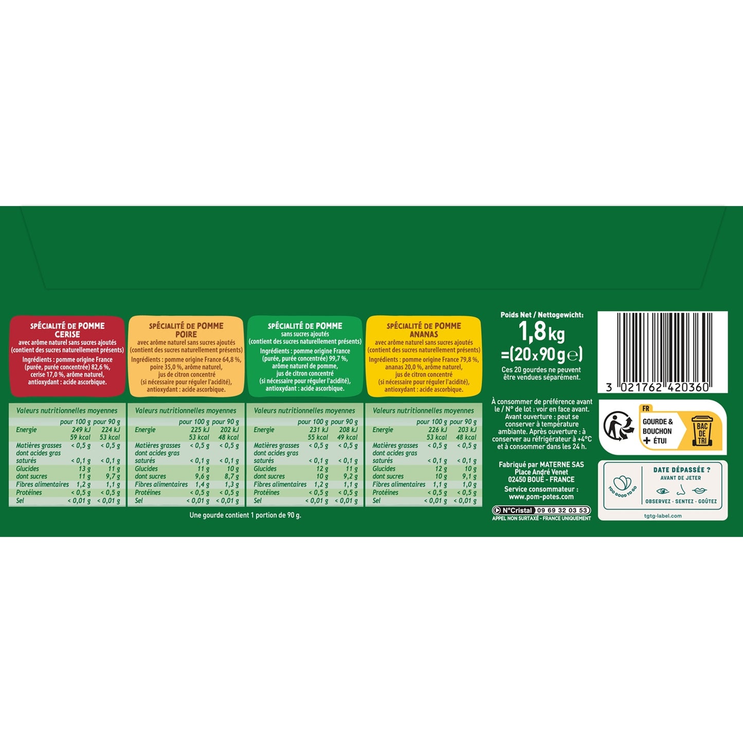 4 Flavors Compote with No Added Sugars POM'POTES