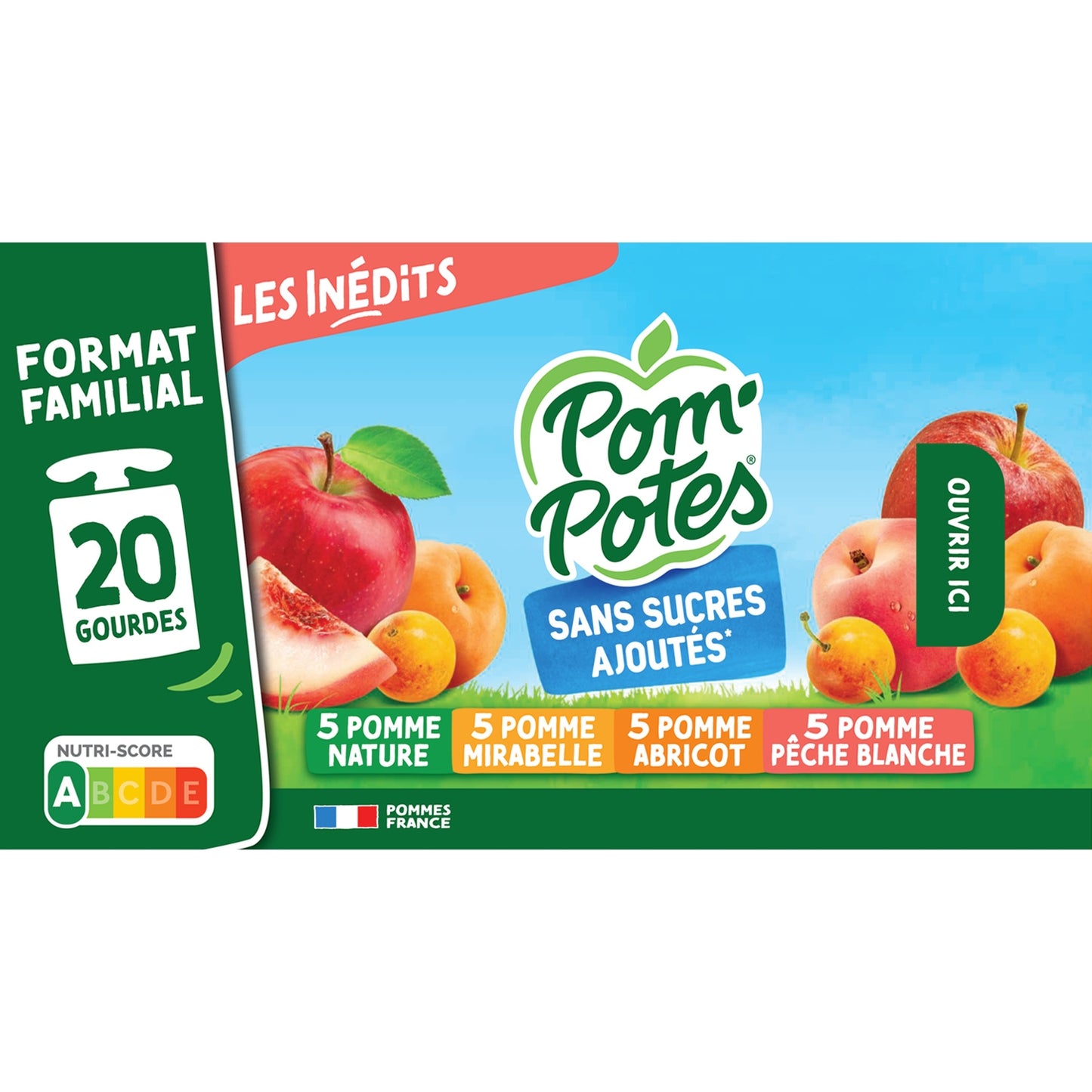 POM'POTES' unveröffentlichte Kompotte aus Apfel, Mirabelle, weißem Pfirsich und Aprikose ohne Zuckerzusatz