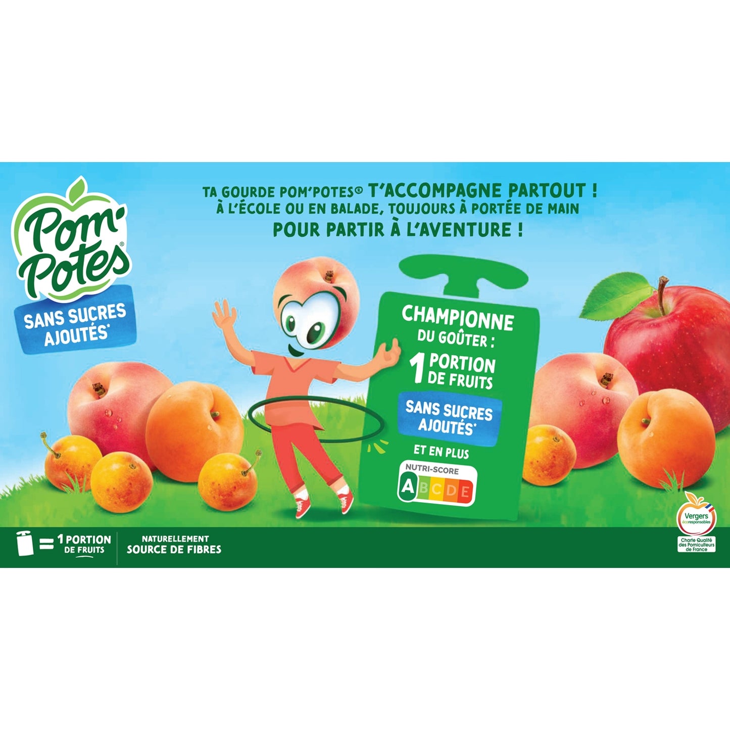 POM'POTES' unveröffentlichte Kompotte aus Apfel, Mirabelle, weißem Pfirsich und Aprikose ohne Zuckerzusatz