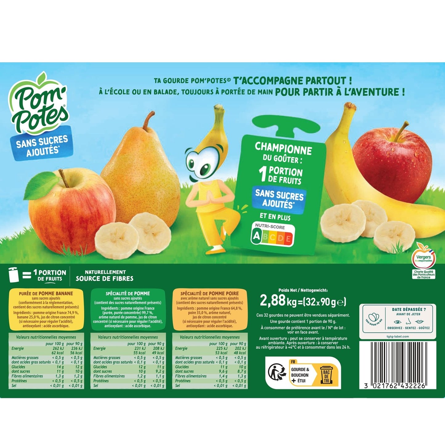 Apple, Apple Pear, Apple Banana Compotes POM'POTES