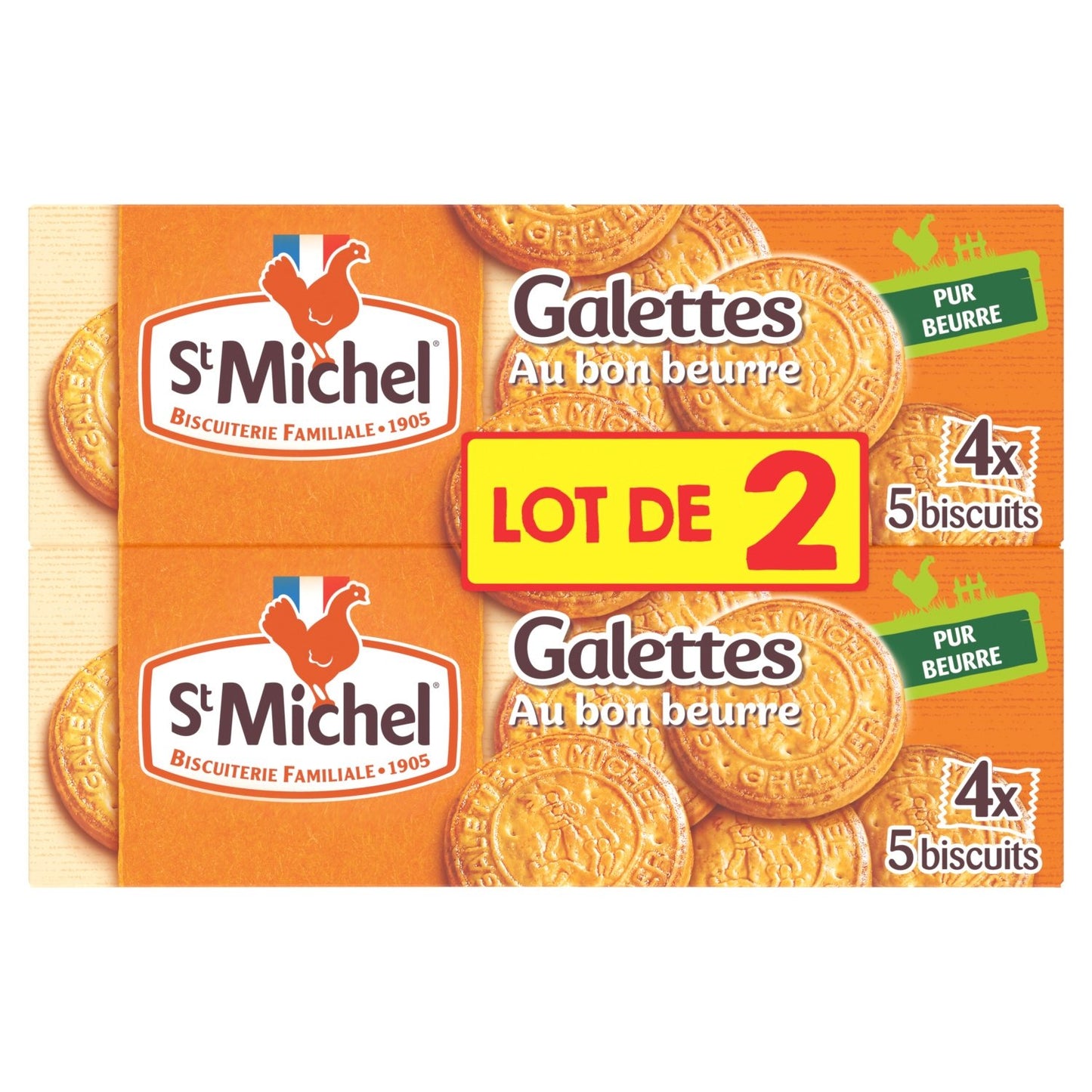 Biscuits Galettes Natures au Bon Beurre ST MICHEL les 2 paquets de 130g