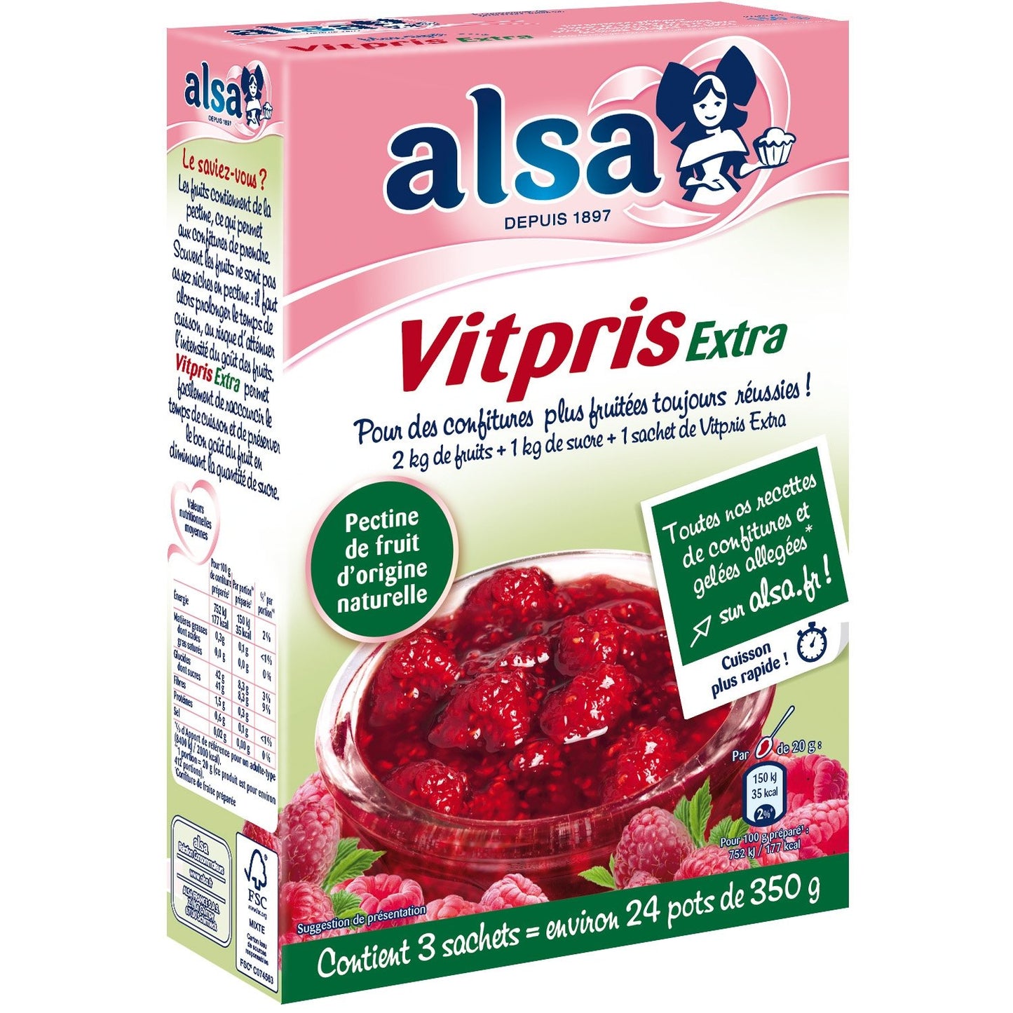 Préparation Confiture Vitpris Extra ALSA la boite de 150g