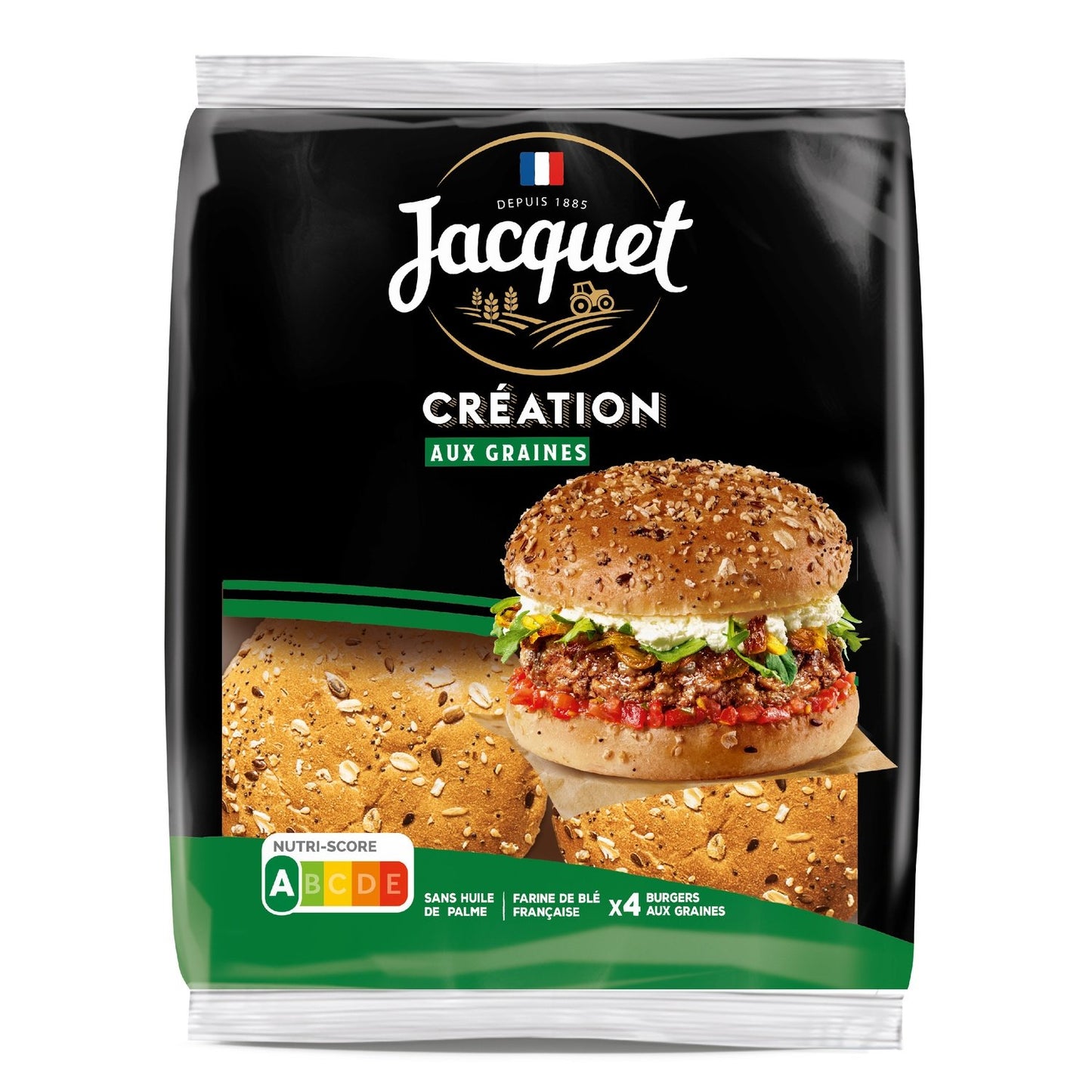 Pains Hamburger Graines JACQUET le paquet de 4 - 260g