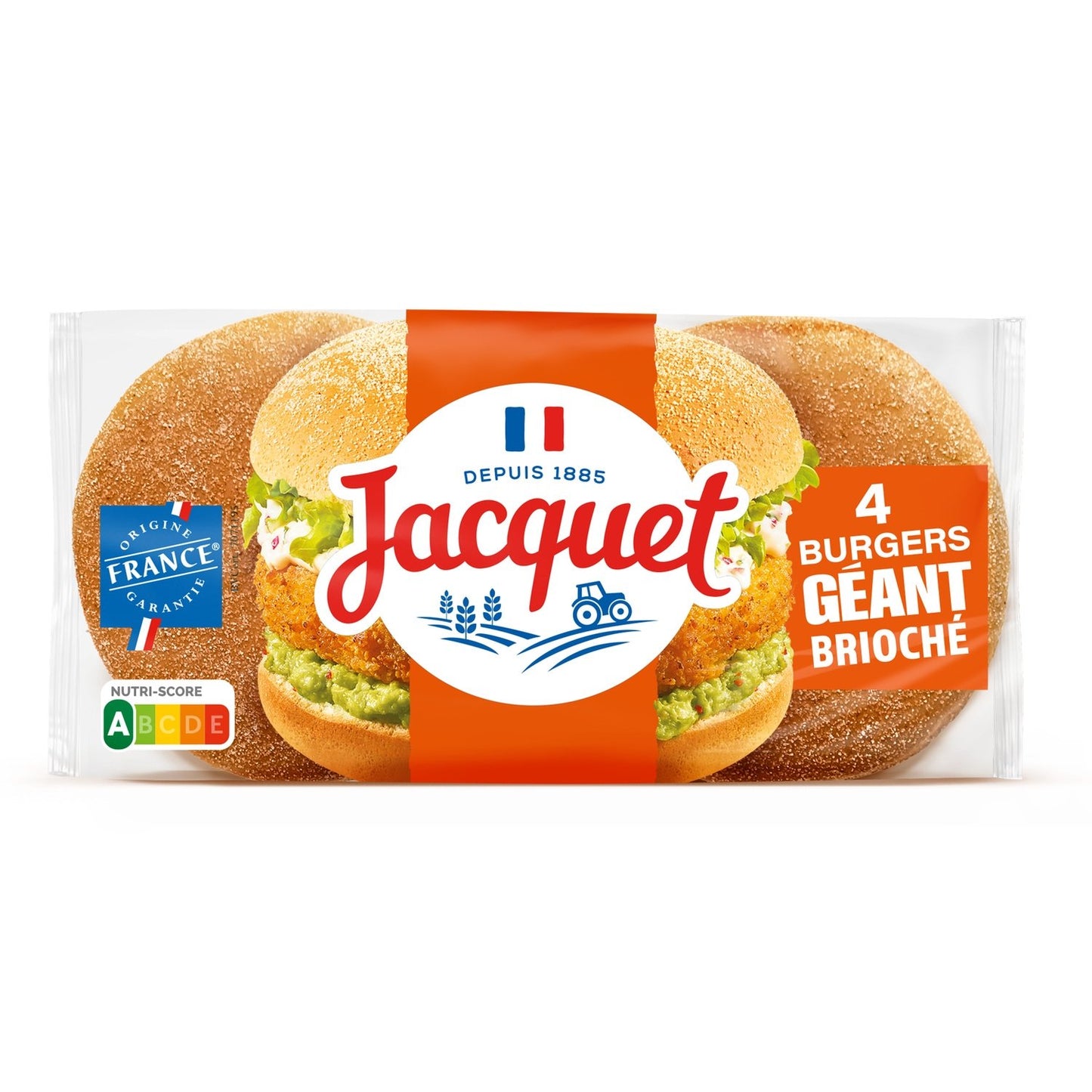 Pain Spécial Burgers Géant Brioché JACQUET le paquet de 4 burgers