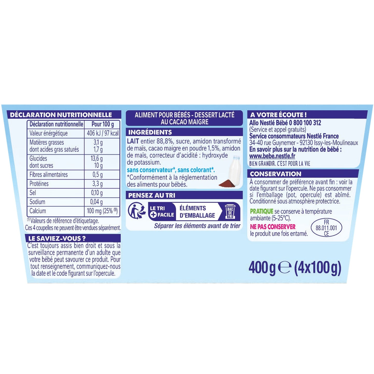 NESTLE P'TIT GOURMAND Baby Dessert 6+ Months with Cocoa