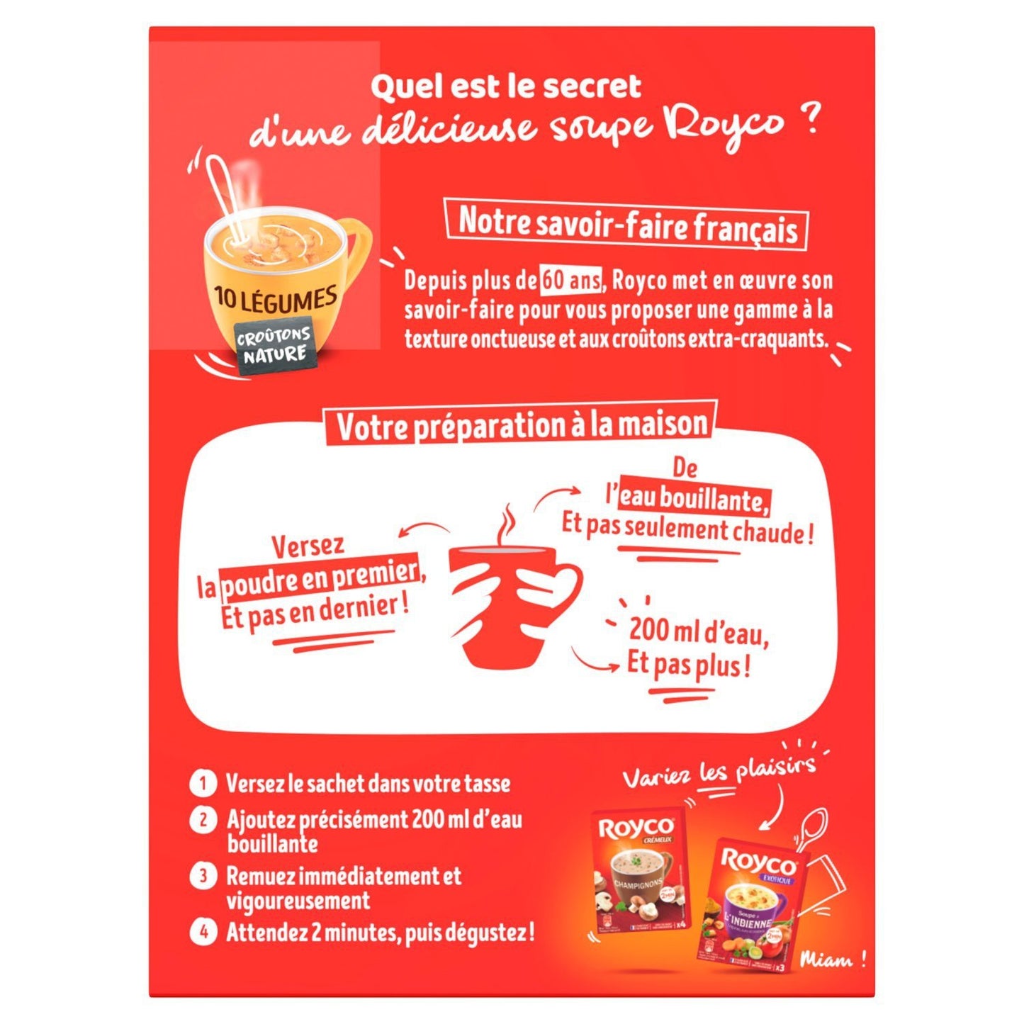 ROYCO Dehydrierte Suppe mit 10 Gemüsesorten und Croutons