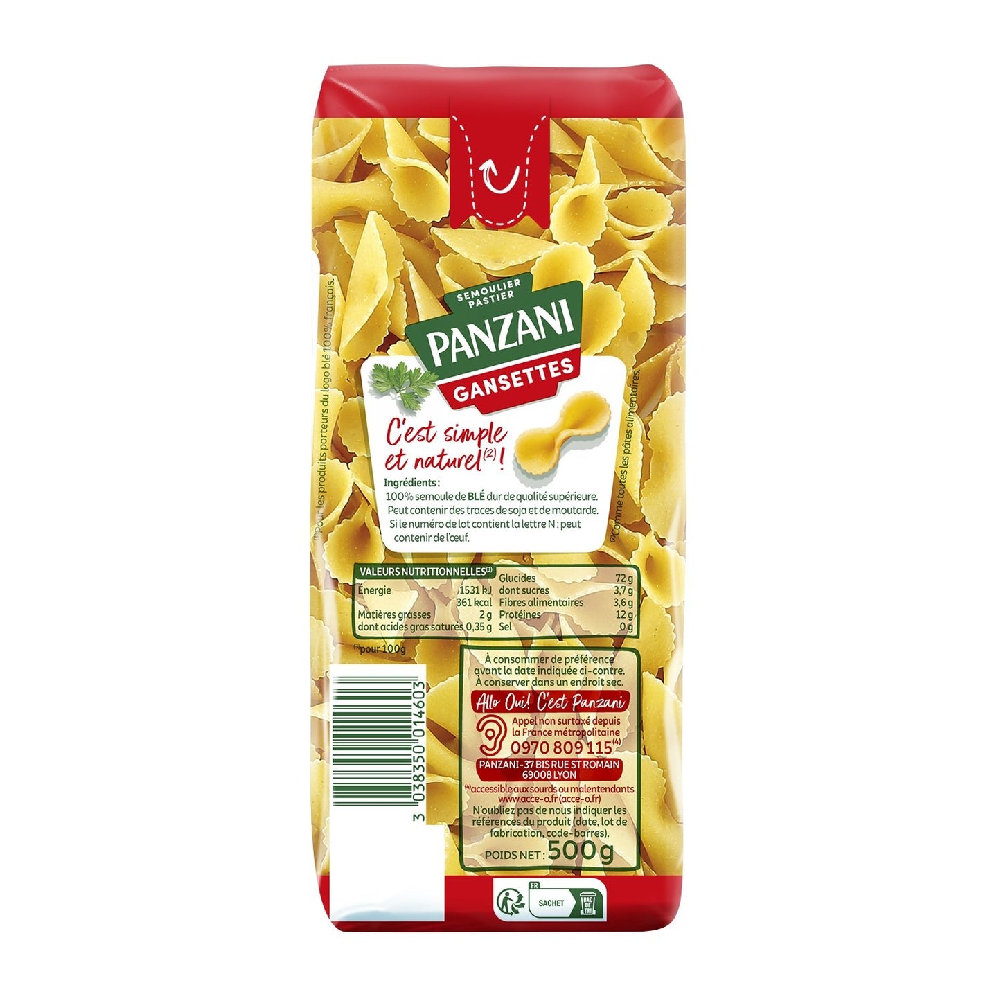 PANZANI Gansettes Pasta