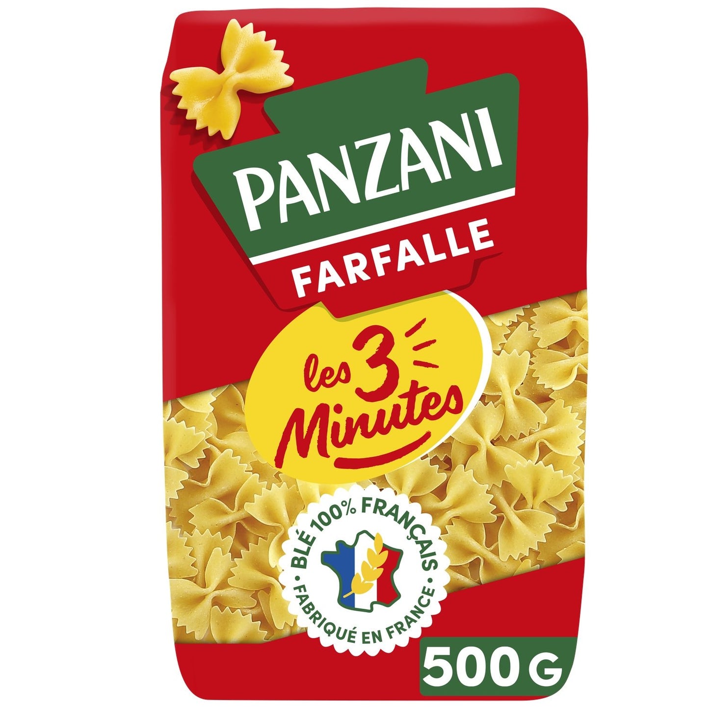 Pâtes Farfalle les 3 Minutes PANZANI le paquet de 500g