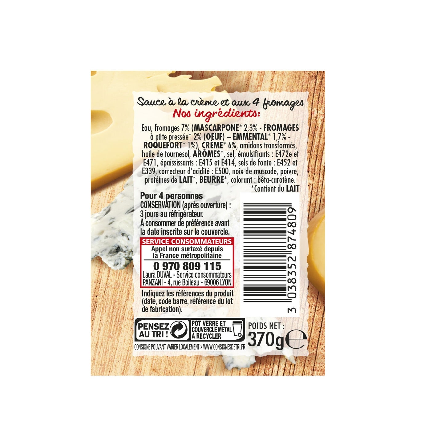 PANZANI 4 Cheese Sauce