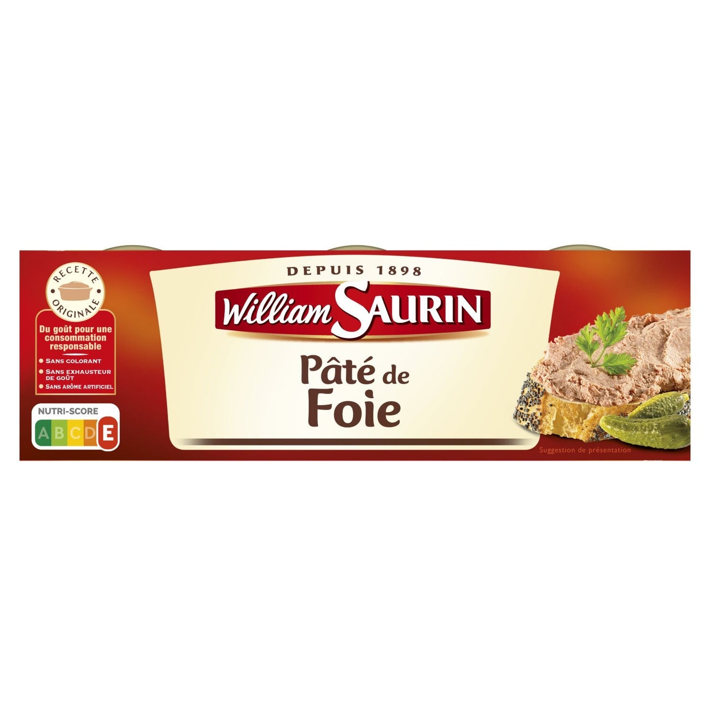 Pâté de Foie WILLIAM SAURIN les 3 boites de 78g