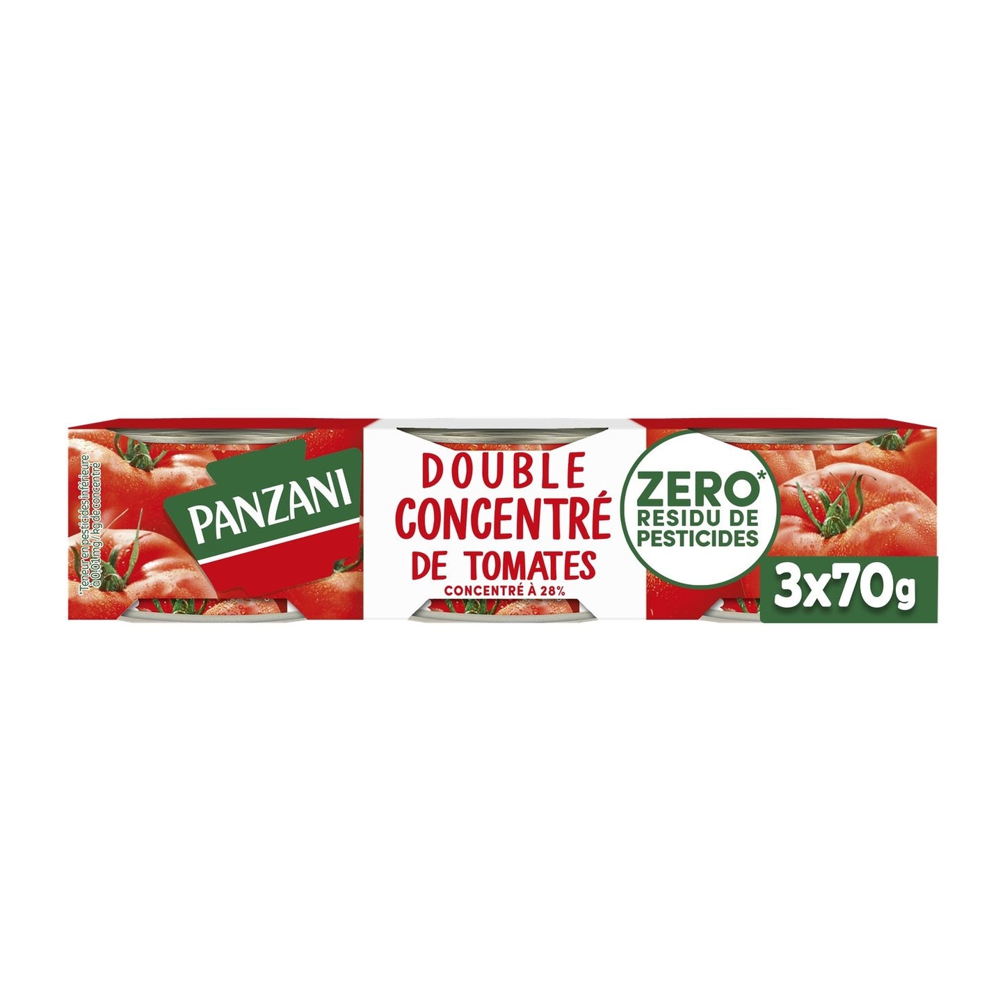 Double Concentré de Tomates PANZANI les 3 boites de 70g