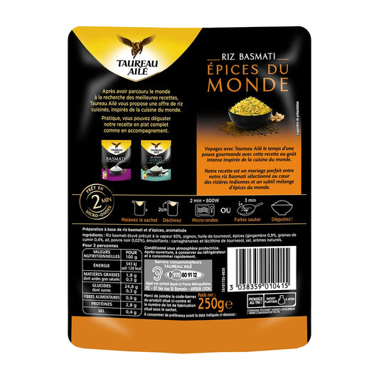Riz Basmati Épice du Monde Micro-Ondes 2min TAUREAU AILE