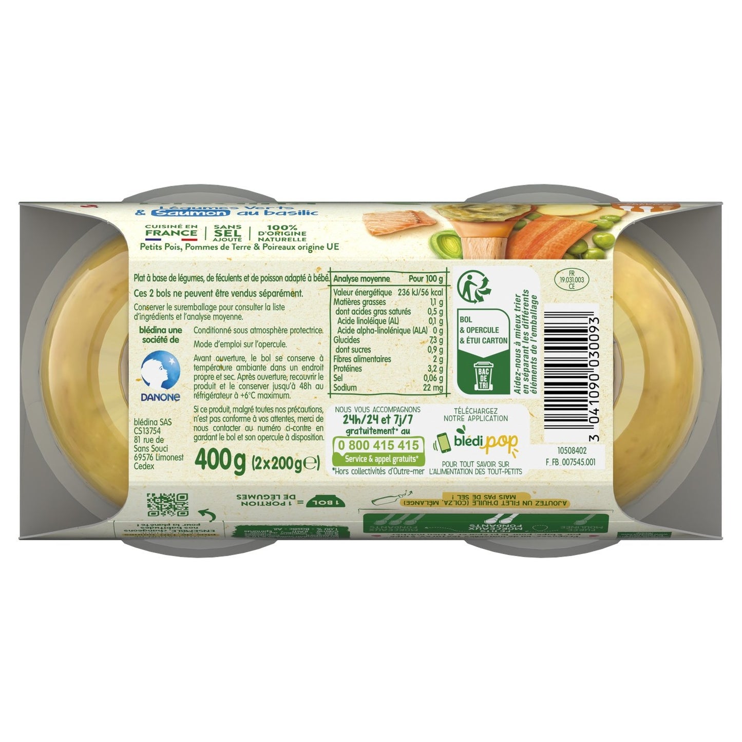 Baby Dish From 8 Months BLEDINA Small Vegetable Casseroles with Salmon