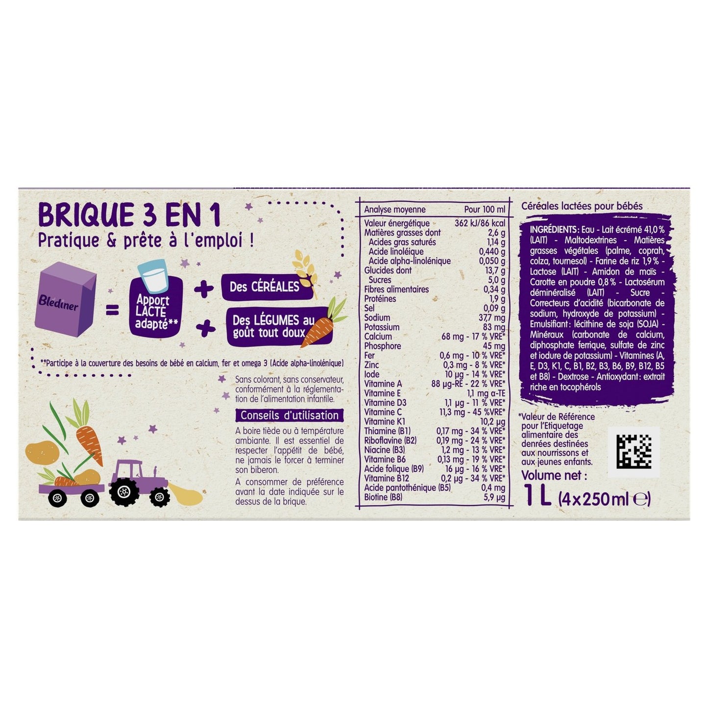 Evening Baby Milk and Cereals From 6 Months Carrot Flavor Blédiner BLEDINA